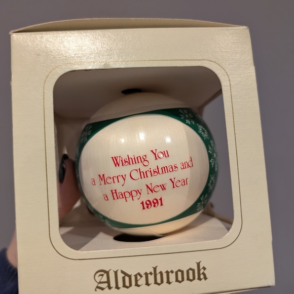 Vintage Alderbrook 1991 Christmas Ornament In Box Wirh Deer Scene - Picture 4 of 6